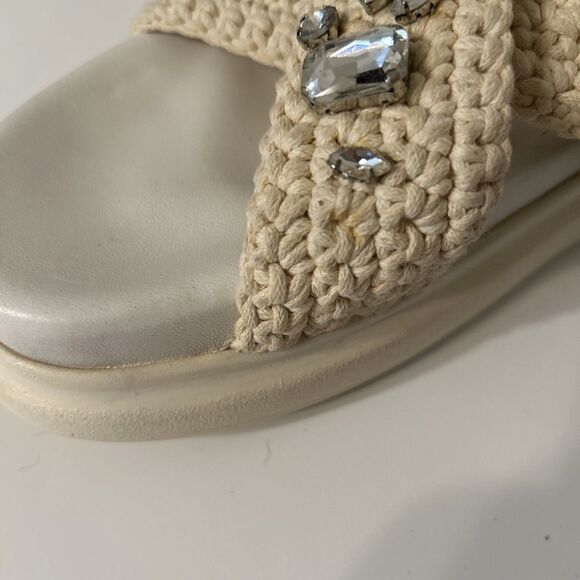 Nila & Nila Woven Rhinestone Platform Slide Sandals W Size EU 39  US 8 Offwhite - Picture 9 of 9